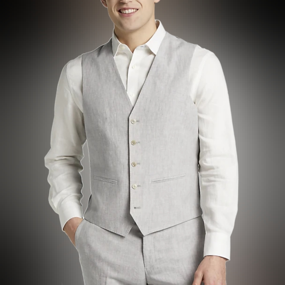 JOE Joseph Abboud Linen Slim Fit Suit Vest, Light Gray